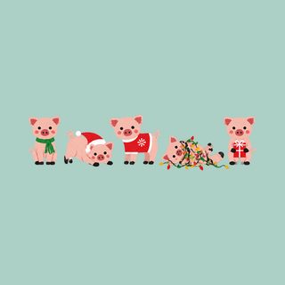 Cute Christmas Pigs Lineup T-Shirt - Funny Christmas Pig Graphic Tee