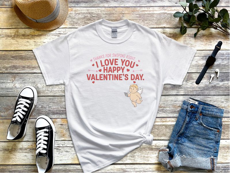 "Thanks For Swiping Right" Funny Valentine's Day Dating App Humor Tee