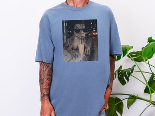 Dinosaur Drinking Iced Coffee funny shirt - photo 7