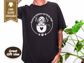 Fluffy Puppy Coffee Cup Heart doodle dog shirt - photo 5