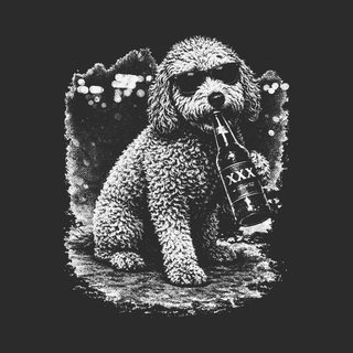 Labradoodle Drinking Beer Funny Dog Summer Party T-Shirt Gift