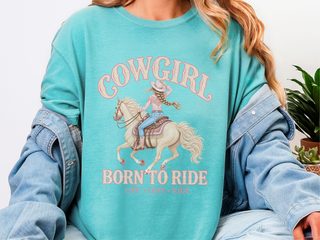 Pink Cowgirl Born To Ride T-shirt | Western Horse Graphic Tee | Cute Rodeo Country Shirt - photo 8