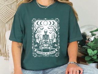 Skeleton Weightlifting Graveyard Art funny shirt - photo 6