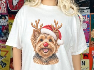 Yorkie Reindeer Santa Hat - photo 1