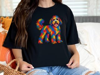 Rainbow Scribble Sheepadoodle doodle dog shirt - photo 4