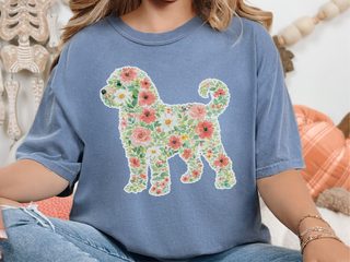 Comfort Colors Schnoodle Floral Silhouette doodle dog shirt - photo 6