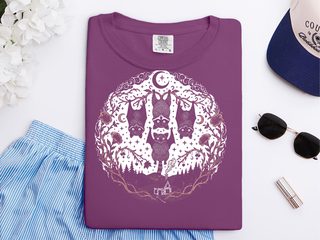 Halloween Racoon Bats Floral Night Scene funny shirt - photo 4
