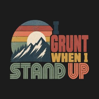 Funny Grandpa Shirt I Grunt Retro Mountain Sunset Graphic Tee