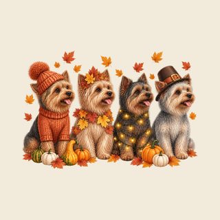 Four Yorkie Autumn Lineup Pumpkin Dog Shirt and Yorkie Mom Tee