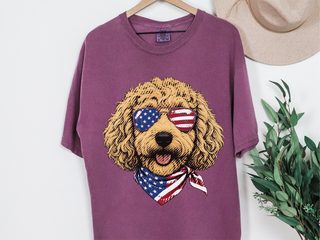 Patriotic Goldendoodle American Flag doodle dog shirt - photo 4