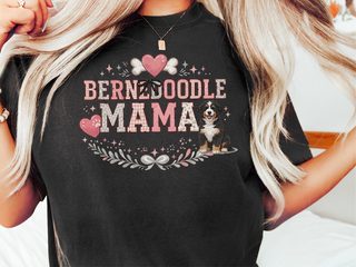 Comfort Colors Bernedoodle Mama Heart Dog Bone Crest doodle dog shirt - photo 1