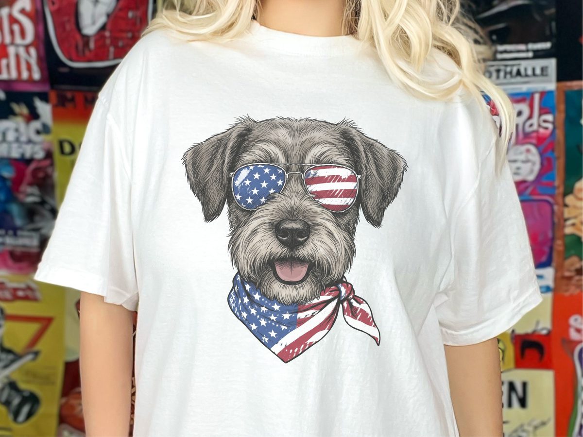Patriotic Schnoodle Dog Glasses Comfort Colors Schnoodle Shirt