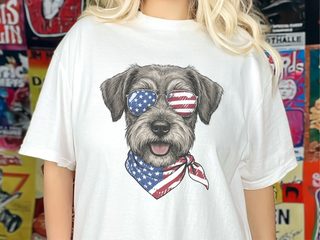 Patriotic Schnoodle Dog Glasses doodle dog shirt - photo 2
