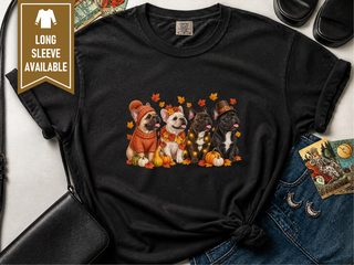 Autumn French Bulldogs Group doodle dog shirt - photo 1