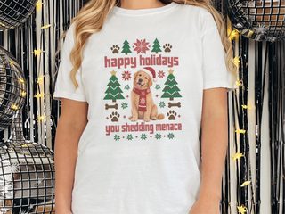 Golden Retriever Holiday Shedding Menace doodle dog shirt - photo 2