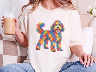 Rainbow Scribble Sheepadoodle doodle dog shirt - photo 7