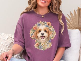 Comfort Colors Cavapoo Floral Face doodle dog shirt - photo 5