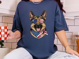 Patriotic German Shepherd Portrait doodle dog shirt - photo 8