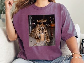 Leopard Drinking Iced Coffee funny shirt - photo 6