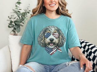 Patriotic Aussiedoodle Sunglasses Bandana doodle dog shirt - photo 8