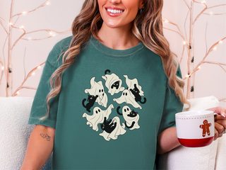 Playful Ghost Sheet Black Cats funny shirt - photo 7