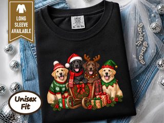 Christmas Labradors Sled Group doodle dog shirt - photo 4