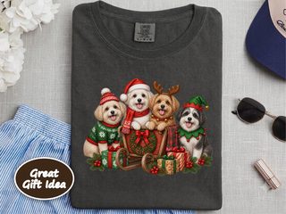 Maltipoo Christmas Sleigh Puppies doodle dog shirt - photo 4