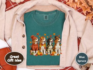 Four Beagle Autumn Dogs doodle dog shirt - photo 8