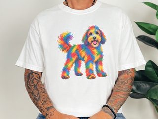Rainbow Scribble Sheepadoodle doodle dog shirt - photo 1