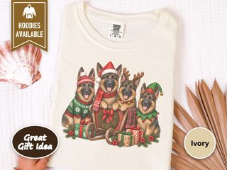 German Shepherd Christmas Sleigh doodle dog shirt - photo 8