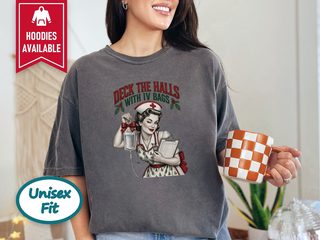 Vintage Christmas Pinup Nurse funny shirt - photo 4