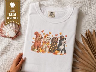 Colorful Autumn Cockapoo Lineup doodle dog shirt - photo 1