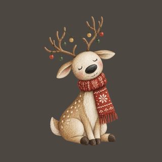 Cute Sitting Reindeer Christmas Scarf Winter Wonderland Shirt