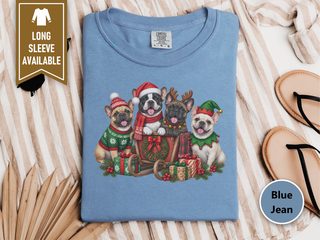 Christmas French Bulldogs Wooden Sleigh doodle dog shirt - photo 7