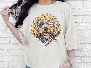 Patriotic Goldendoodle American Flag doodle dog shirt - photo 7