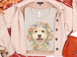 Labradoodle Floral Crown Artwork doodle dog shirt - photo 8