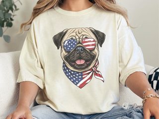 Patriotic American Flag Pug doodle dog shirt - photo 7