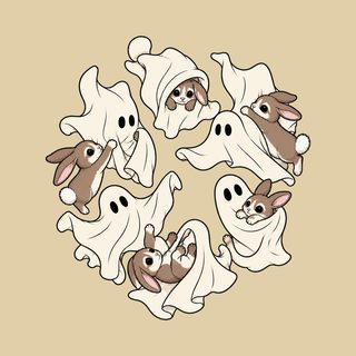 Ghosts Playing Bunny Rabbits Spooky Season Ghost Rabbit Shirt
