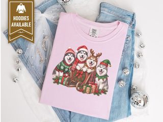 Siberian Husky Christmas Sled doodle dog shirt - photo 5