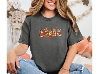Fall Corgi Autumn Leaves Lineup doodle dog shirt - photo 4