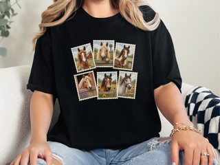 Vintage Horse Postage Stamp Collage funny shirt - photo 2