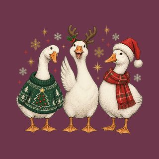 Festive Geese Christmas Trio Funny Holiday Christmas Goose Shirt
