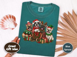Christmas French Bulldogs Wooden Sleigh doodle dog shirt - photo 8