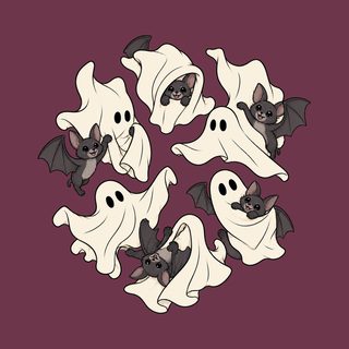 Cute Ghost Playing With Bat Halloween Bat Tee Spooky Season Top