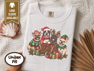 Christmas French Bulldogs Wooden Sleigh doodle dog shirt - photo 1