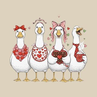 Sweet Goose Valentine Party Shirt - Funny Geese & Hearts Design