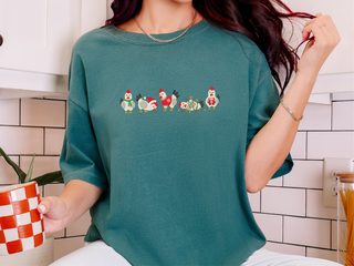 Festive Christmas Lineup Chickens funny shirt - photo 8