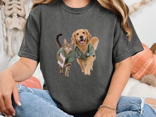Golden Retriever And Tabby Cat Veterinarians funny shirt - photo 6