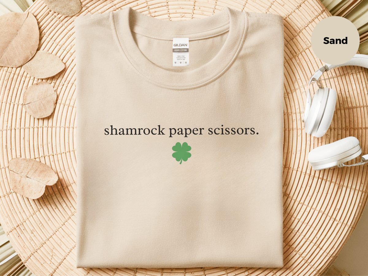 Shamrock Paper Scissors Game St. Patrick's Day Funny Irish Tee