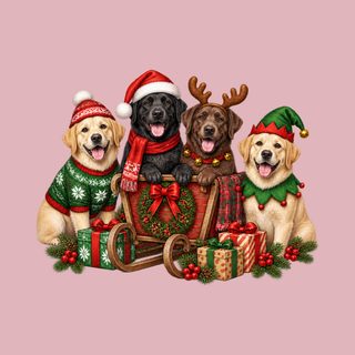 Christmas Labradors Sled Group Graphic Labrador Christmas Shirt